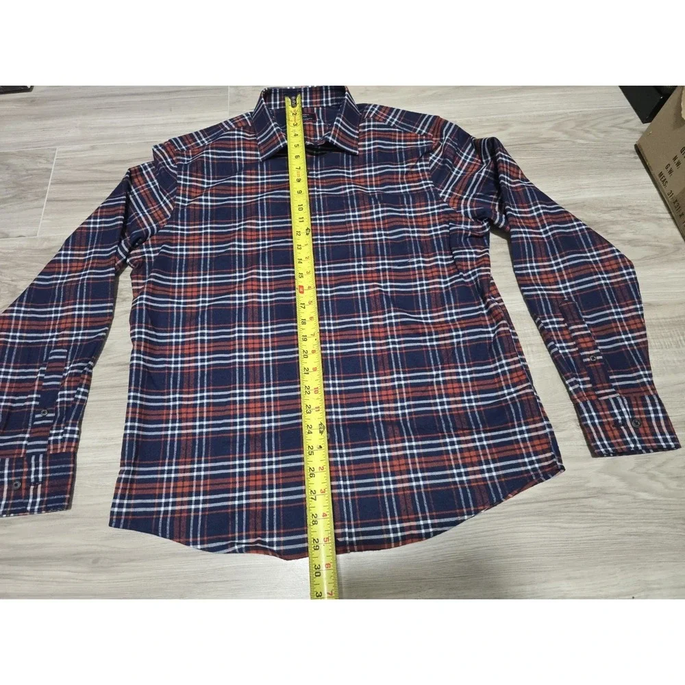 UNTUCKit Mens Regular Fit Plaid Button Up Shirt Blue Polyester - Picture 5 of 8